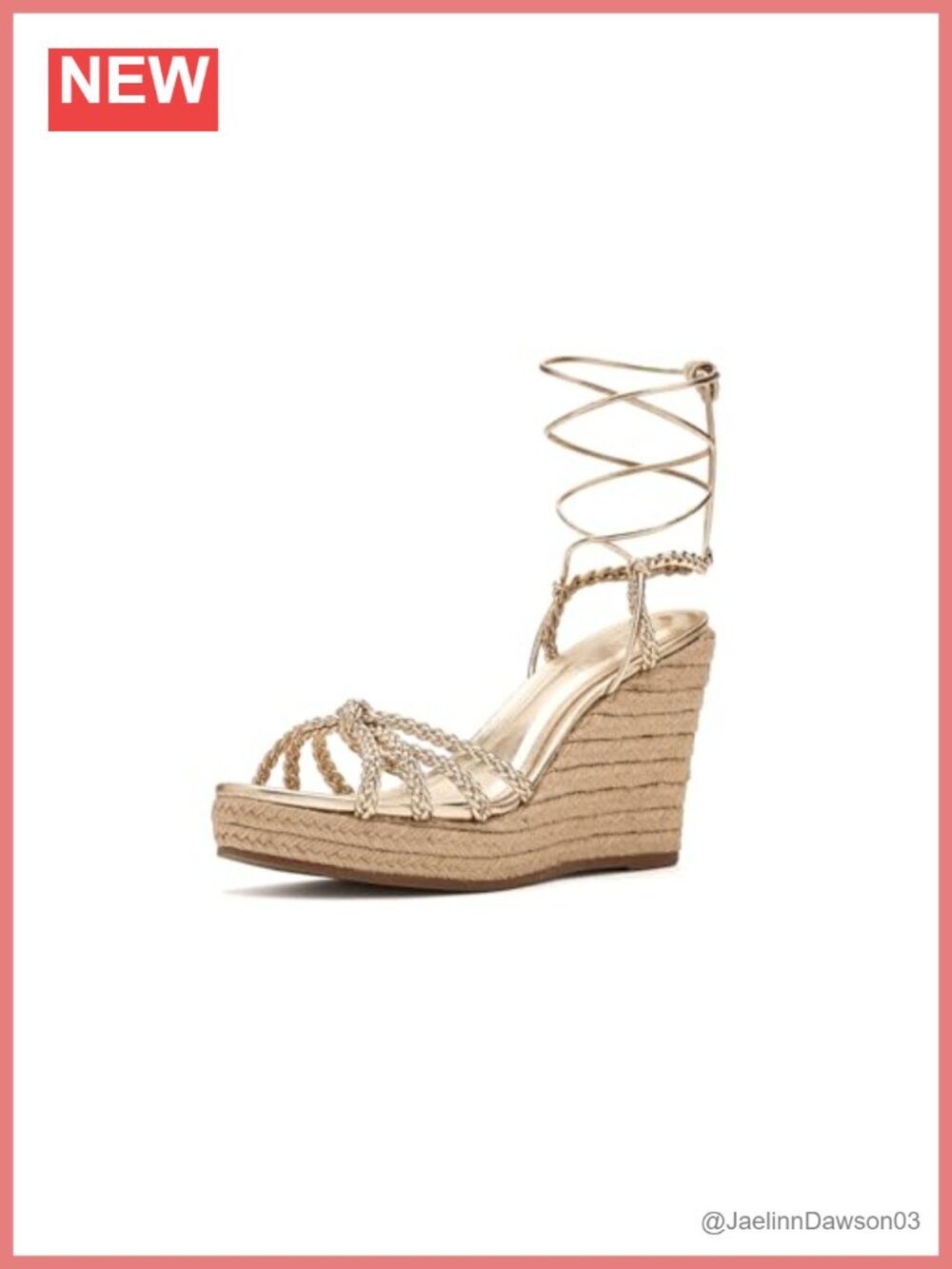 Metallic Leather Lace-Up Platform Wedge Sandals